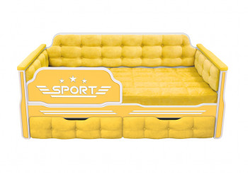 Кровать 160 серии Спорт 2 ящика 74 Жёлтый (мягкие боковые накладки) в Ташаре - tashara.mebel54.com | фото