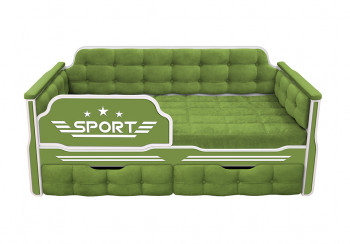 Кровать 180 серии Спорт 2 ящика 76 Зелёный (мягкие боковые накладки) в Ташаре - tashara.mebel54.com | фото