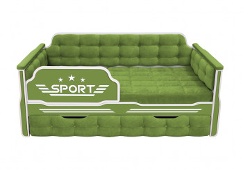 Кровать 190 серии Спорт 1 ящик 76 Зелёный (мягкие боковые накладки) в Ташаре - tashara.mebel54.com | фото