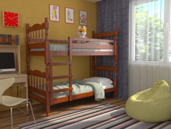 Кровать двухъярусная Соня из массива сосны 800*1890 Орех в Ташаре - tashara.mebel54.com | фото