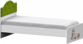 Кровать Каспер с мягкой спинкой и фотопечатью (900х2000)Белый/Лайм в Ташаре - tashara.mebel54.com | фото