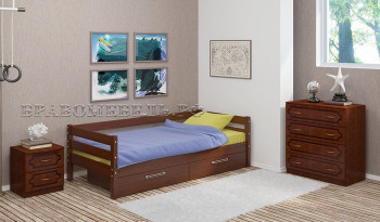 Кровать одинарная ГЛОРИЯ из массива сосны  900*2000 (Орех) в Ташаре - tashara.mebel54.com | фото