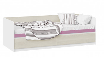 Кровать «Сканди» с 2 ящиками Дуб Гарден/Белый/Лиловый в Ташаре - tashara.mebel54.com | фото