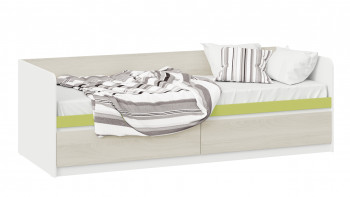 Кровать «Сканди» с 2 ящиками Дуб Гарден/Белый/Зеленый в Ташаре - tashara.mebel54.com | фото