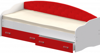 Кровать Софа-8 с мягкой спинкой (900х1900) Белый/Красный в Ташаре - tashara.mebel54.com | фото