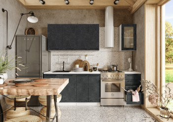 Кухонный гарнитур Нувель 1800мм белый/бетон черный в Ташаре - tashara.mebel54.com | фото