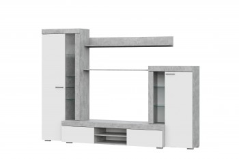 Мебель для гостиной МГС 5 Цемент светлый / Белый в Ташаре - tashara.mebel54.com | фото