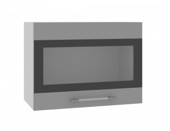 Норд ШВГС 600 Шкаф верхний горизонтальный со стеклом (Софт черный/корпус Белый) в Ташаре - tashara.mebel54.com | фото