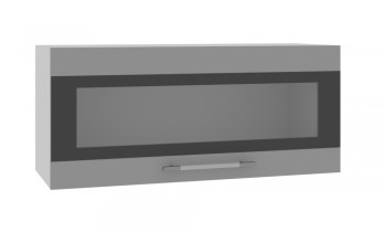 Норд ШВГС 800 Шкаф верхний горизонтальный со стеклом (Софт черный/корпус Белый) в Ташаре - tashara.mebel54.com | фото