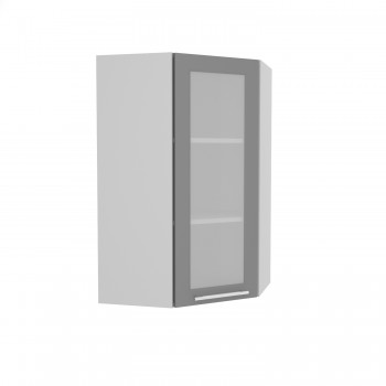 Норд ШВУС 600Н Шкаф верхний угловой (премьер) высокий (Софт черный/корпус Белый) в Ташаре - tashara.mebel54.com | фото