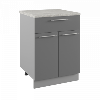 Ройс С1ЯШ 600 Шкаф нижний с ящиком (Графит софт/корпус Серый) в Ташаре - tashara.mebel54.com | фото