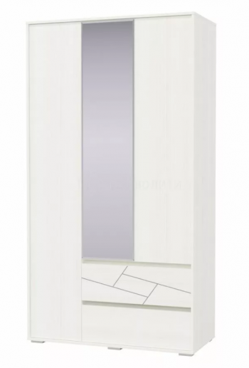 Шкаф 3-х дверный с ящиками Аделина 1200 Рамух белый в Ташаре - tashara.mebel54.com | фото