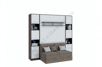 Шкаф-кровать с диваном БЕЛА с полкой ножкой в Ташаре - tashara.mebel54.com | фото