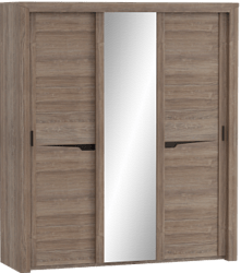 Шкаф трехдверный Соренто с раздвижными дверями Дуб стирлинг/Кофе структурный матовый в Ташаре - tashara.mebel54.com | фото