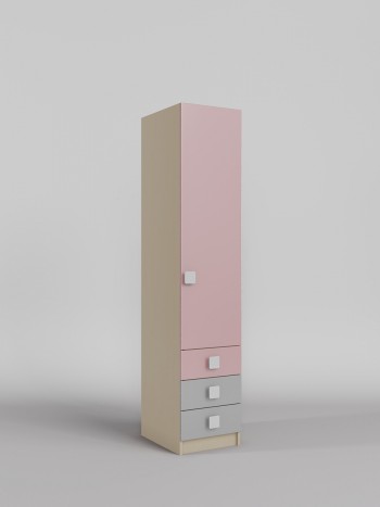 Шкаф угловой (секция с ящиками) Грэйси (Розовый/Серый/корпус Клен) в Ташаре - tashara.mebel54.com | фото