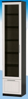 Шкаф высокий с ящиком и стеклодверью ДЛЯ ГОСТИНОЙ ШВЯС-450 Венге/Дуб выбеленный в Ташаре - tashara.mebel54.com | фото
