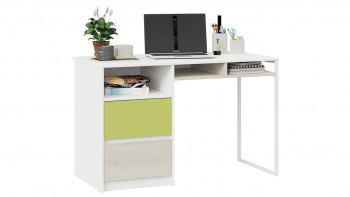 Стол письменный с ящиками «Сканди» Дуб Гарден/Белый/Зеленый в Ташаре - tashara.mebel54.com | фото