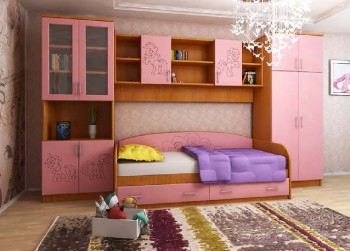 Детская Веселый пони Комплект мебели (Вишня оксфорд/Розовый) в Ташаре - tashara.mebel54.com | фото